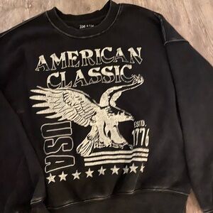 Zoe + Liv Black Sweatshirt with Eagle Graphic